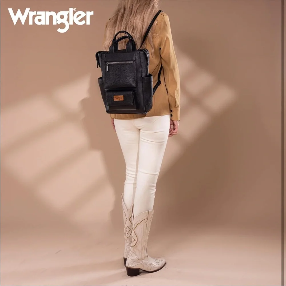 Wrangler Black Leather Backpack
